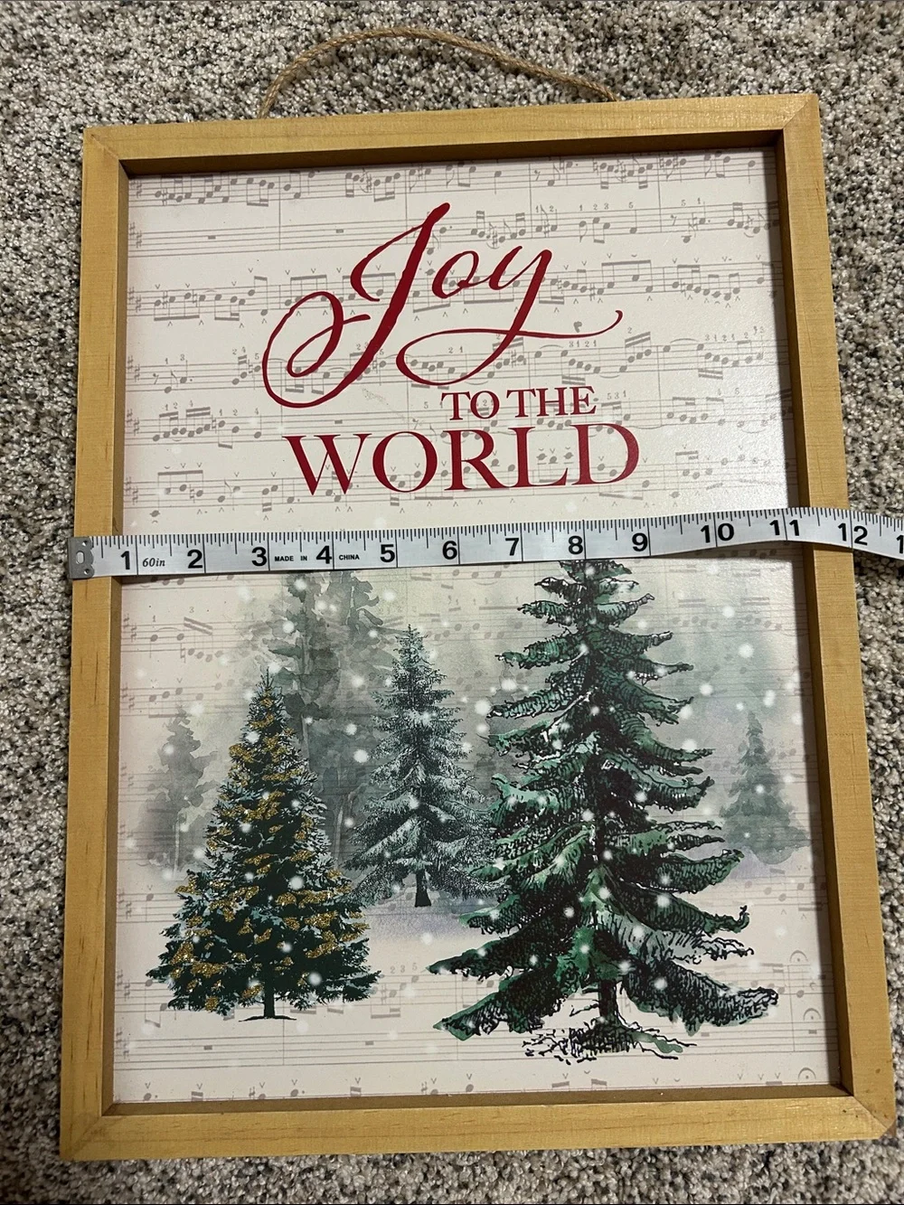 Christmas Joy to the World Framed Holiday Glitter Holiday Wall Hanging